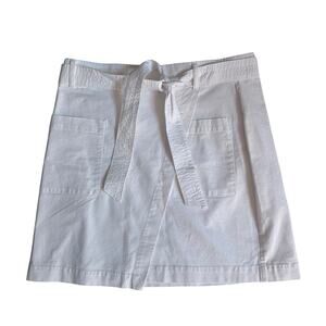 LOFT White Wrap Skirt Womens 10 Belted Cotton Blend Mini NWT Summer Casual